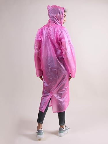 Image of Rupa Rainsuit Women Waterproof PVC Raincoat with Hood & Carry Bag | Lightweight Rainwear for Women with Front Zip | Solid Color | Standard Length | Pack of 1