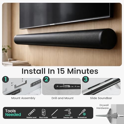Image of ynVISION.DESIGN Soundbar Wall Mount compatible with Sonos Arc Ultra and Sonos Arc - Includes All Hardware and Anchors for Drywall & Hard Surface- Vibration-Reducing Foam Pads - Flat Wall Mount - Black