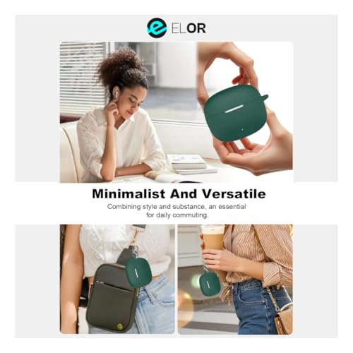 Image of ELOR Premium Silicone Case Cover Compatible with OnePlus Nord Buds 4 Pro (Earbuds Not Included) (Dark Green)