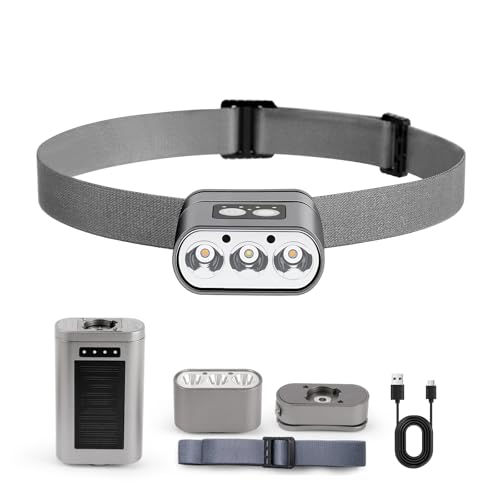 PalmSelectgo Solar Powered LED Headlamp & Portable Power Bank, 5 Lighting Modes, Motion Sensor, Magnetic Base, Rechargeable Flashlight for Camping, Hiking, Outdoor Emergencies