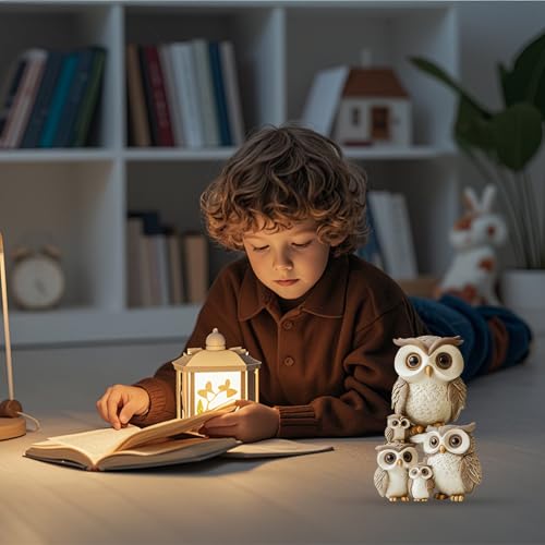Aurelx Eule Deko, 2D Flache Owl Holzdeko, Glücksbringer Holzfiguren, Deko Figuren mit 5 Eulen, Holzfigur im Schlafzimmer, Eulen Geschenke für Frauen Eulenliebhaber & Vogelliebhaber