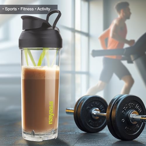 Image of Nayasa Sprint Gym Plastic Shaker Bottle 850 ML | Unbreakable Protein Shaker Bottle with Mixer | Pre Workout And BCAAs Gym Bottle, Leakproof Gym Sipper Bottle for Men & Women | Green