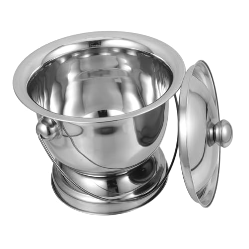 Holibanna Stainless Steel Chamber Pot with Lid Commode Bucket for Adults Boy Girl and Elderly Easy to Clean Spittoon for Home and Travel Use