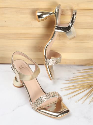 Image of Carlton London Women Stylish Fashion Embellished Sandals for Outdoor, Party, Wedding and Holidays with Stiletto Heels