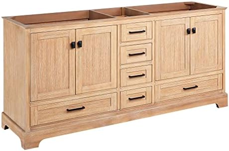 Signature Hardware 482901 Quen 72" Freestanding Double Basin Vanity Cabinet - Cabinet Only - Less Vanity Top - Driftwood Brown