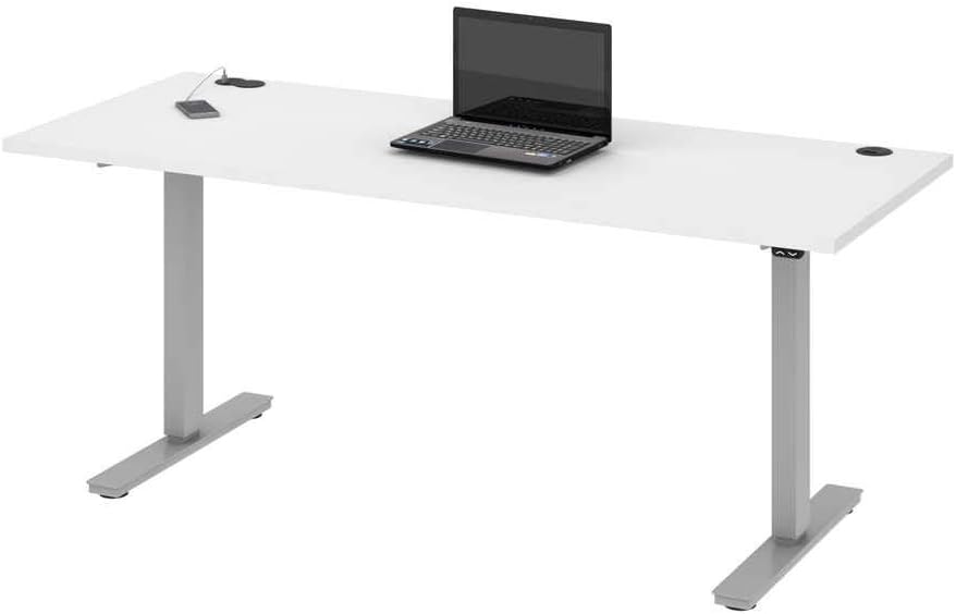 Bestar Upstand 72W x 30D Standing Desk in White, Ergonomic Electric Table for Home Office