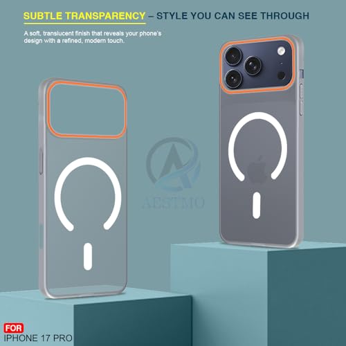 Image of AESTMO iPhone 17 Pro Back Cover | Slim Hard Shell | Matte Frosted Hard Back Translucent Back Cover for iPhone 17 Pro (Compatible with MagSafe Accessories) (Grey)