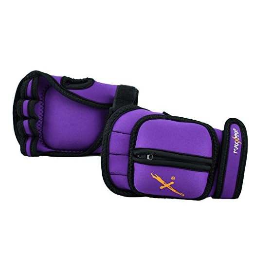MaxxMMA Adjustable Weighted Gloves, 2 lb. Set - Removable Weight (2 x 0.5 lb. Each Glove) for Sculpting MMA Kickboxing Cardio Aerobics Hand Speed Coordination Shoulder Strength (Purple)