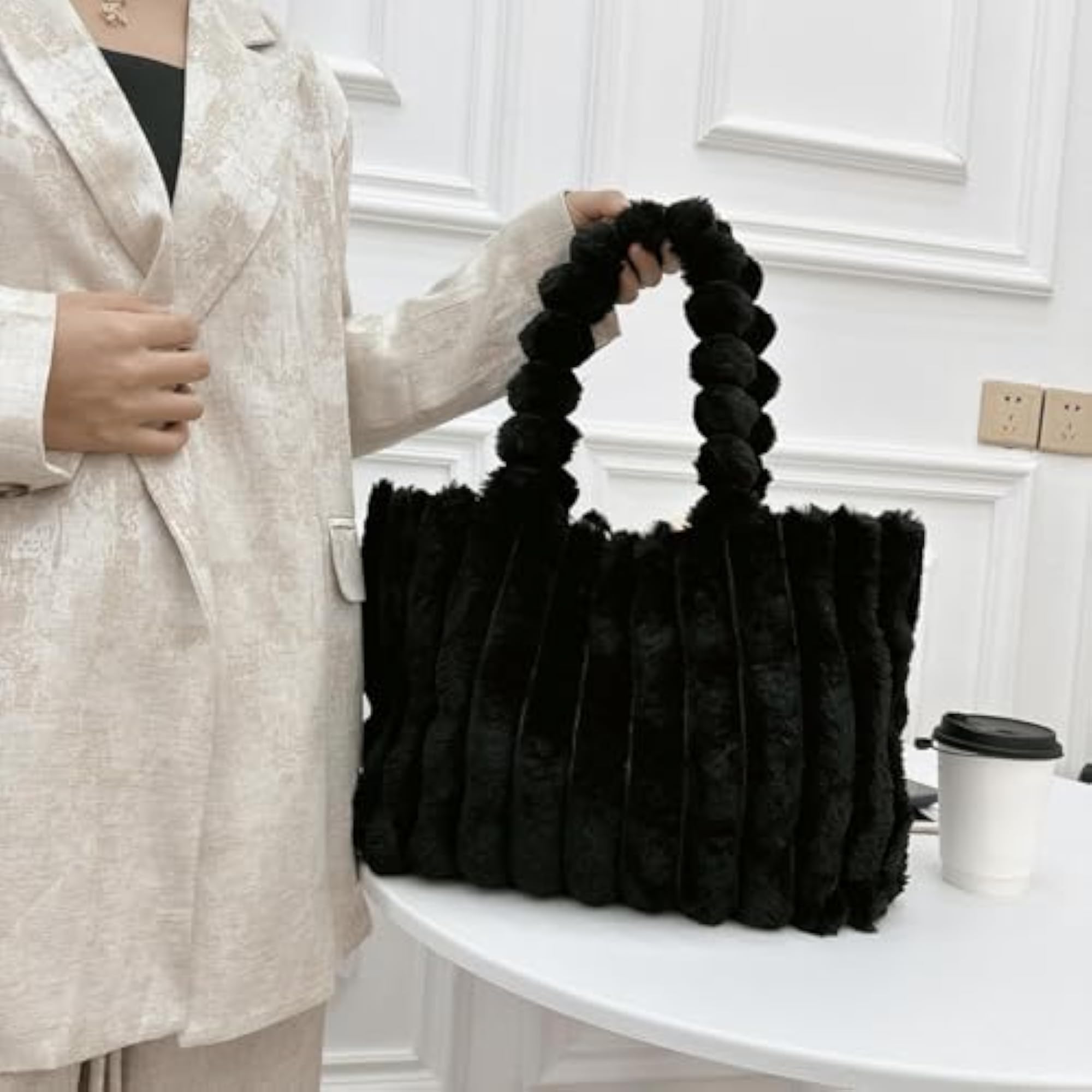 Women's Casual Plush Tote Bag for Winter