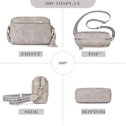 Image of Roulens Triple Zip Small Crossbody Bag for women,Wide Strap Cell Phone Purse Shoulder Handbag Wallet with Credit Card Slots | Triple Zip