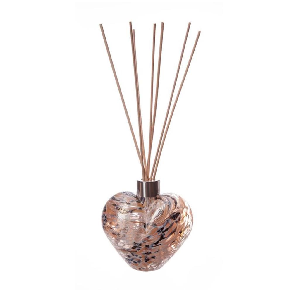 Amelia Art Glass White Reed Diffuser Heart - Gold & Nude