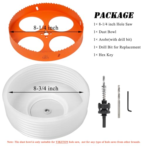 Image of 8.25 Hole Saw for Recessed Lights, 8-1 /4 Inch Hole Cutter with Dust Bowl Catcher for Led Recessed Lighting 8 Inch and Wood Metal Drywall, Bi-Metal Construction, Orange