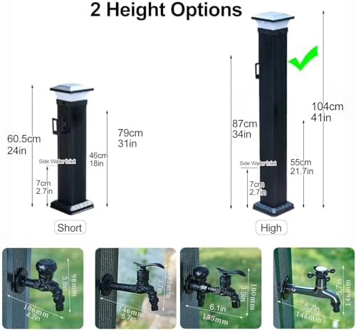 Outdoor Solar LED Water Column Light - Frost-Resistant Garden Faucet Spigot Hydrant, Ideal for Winter Safety, Outdoor Decoration & Landscaping Enhancement