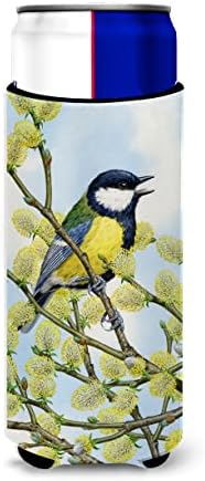 Caroline'S Treasures Eurasian Blue Tit On A Branch Michelob Ultra Koozies For Slim Cans - Thumbnail 3
