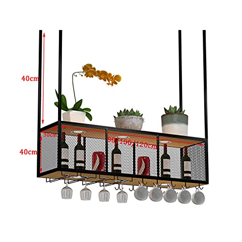 Support pour verres à vin suspendu et étagères de rangement de plafond - 8