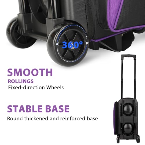 image for Goloni 2-Ball Bowling Bag with Wheels - Double Roller Design with Shoe