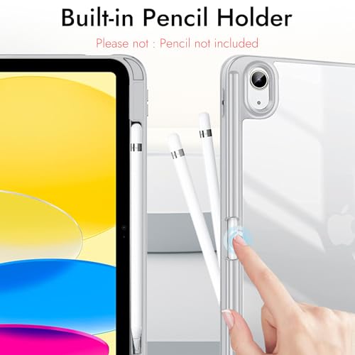 Image of Robustrion Cover for iPad 11th (A16) / 10th Generation Cover Case (2025 /2022) [Pencil Holder] (Right Side) [Auto Sleep Wake], Trifold Flip Stand Case for iPad 10th Gen / 11th Generation - Marble Cloud