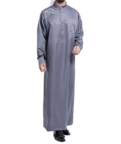 Qianliniuinc Muslim Islamic Pakistan Dubai Abaya Thobe Middle East Style Embroidered Men's Clothing S-XXXL