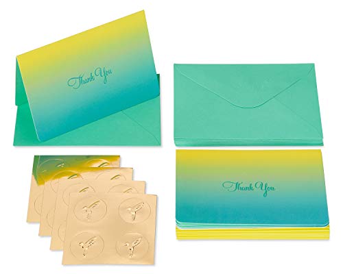 Image of Papyrus Thank You Cards with Envelopes, Teal Ombre (16-Count)