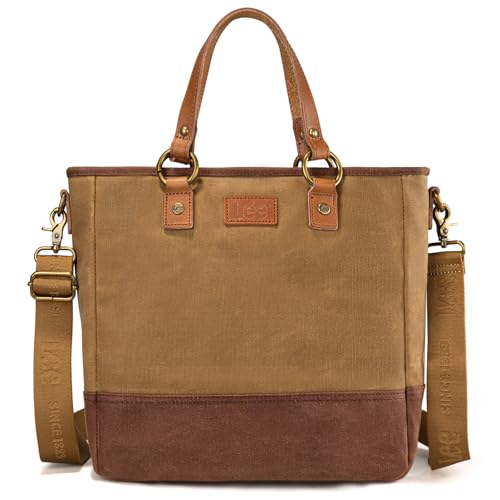 Montana West x Lee Waxed Canvas Tote Bag for Women Leather Top-Handle Handbag Crossbody Shoulder Bag with Adjustable & Detachable Wide Strap LEE51-007KH