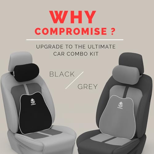 Image of MRRON Series Memory Foam Neck Rest & Lumbar Support for Car or Office Chair, Neck Pillow Kit Designed Ergonomically for Extra Support (Grey, Slim backrest)
