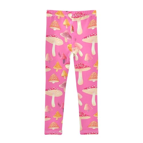 Mushroom Vibrant Girls Leggings,Workout Leggings for Girls Toddler Athletic Legging Size for 3-10T2