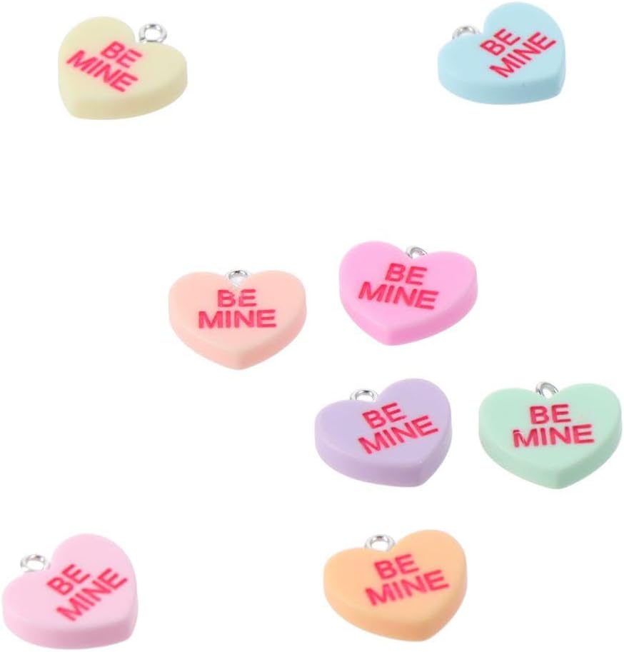 50Pcs Candy Heart Charms Pendant Love Shaped Keychain Resin Dangle Charms for Necklace Jewelry Making - Image 3