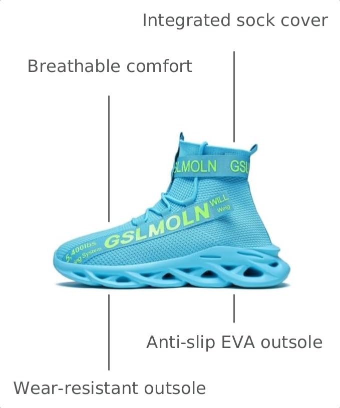 Image of Jakcuz Men's High Top Sneakers Plus Size Breathable Gym Athletic Running Walking Tennis Comfortable Fashion Platform Shoes