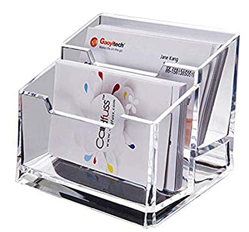 Image of DAHSHA 2 - Tier Premium Acrylic Transparent Crystal-Clear Visiting Business Card Holder /Display Stand Desk Organizer For Office Table
