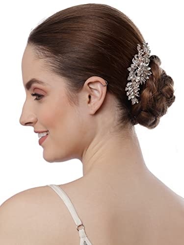 Image of Vogue Hair Accessories Golden And White Pearl Comb Hair Clip For Women