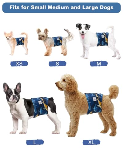 Image of CuteBone Dog Diapers Male 4 Pack Puppy Wraps Reusable Doggie Belly Bands for Male Dogs Small Medium Large