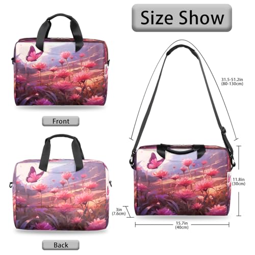 Maletín para laptop 15.6-16 pulg con flores rosa impermeable miniatura 6