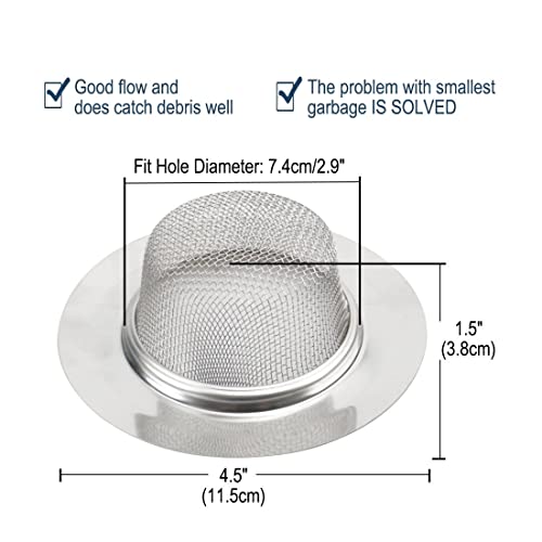 Image of BATH GURU Stainless Steel 304 Grade Kitchen Sink Drain Protector Filter Stopper Mesh Jali for Waste Coupling of Kitchen Sink Wash Basins Pack of 2