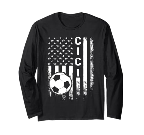 Soccer Cici America Flag Vintage Christmas Xmas Long Sleeve T-Shirt