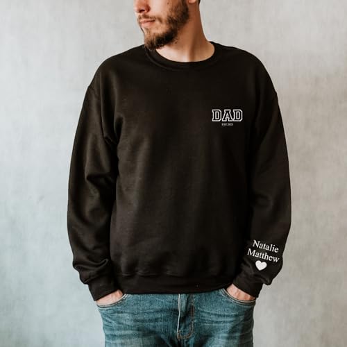 Custom Dad Embroidered Sweatshirt, Custom Sweatshirts for Men, Girl Dad Sweat for Men, Customized Black3