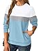 GKBK Womens Sweatshirts Cotton Crewneck Tops Long Sleeve Cute Lightweight Fall Winter Loose Casual Pullover with Pockets White Blue