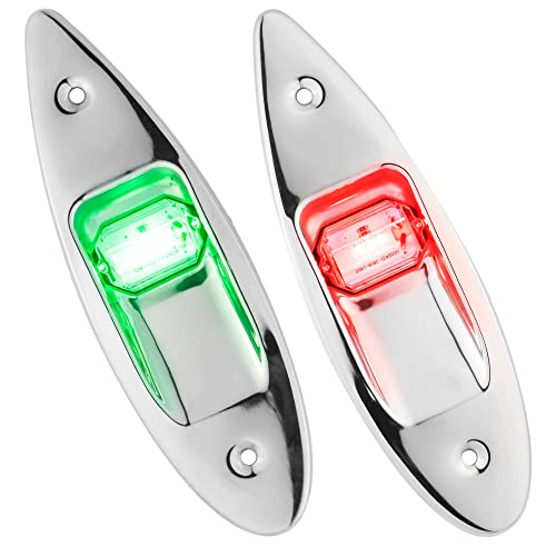 Five Oceans Boat Navigation Lights, Led Bow Light, Boat Navigation Lights Red And Green, Vertical Mount Sidelight, 12V, Uscg Rules 2Nm, For Pontoon, Fishing Boats, Bass Boats, Sport Boats - Fo3840 #TOP13