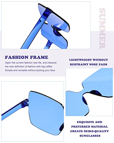 Chumia 51 Pairs Colored Fun Sunglasses Bulk Candy Party Rimless Transparent Square Tinted Sunglasses Rectangle Colorful Bulk Frameless Colored Glasses for Women Men Cosplay3