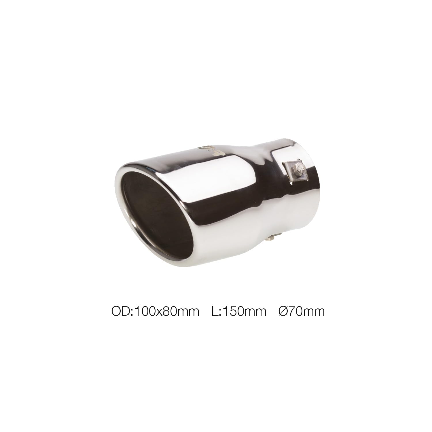 Simoni Racing TRX/24 Terminale di Scarico Universale in Acciaio Inox, Uscita Ovale Inclinata 100x80 mm, Entrata 70 mm, Lunghezza 150 mm
