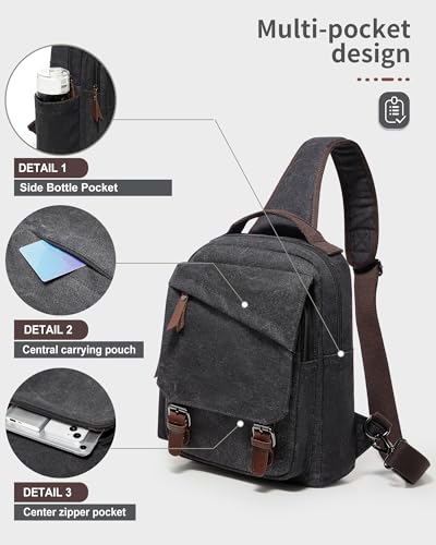 Messenger bag for Men,Small Sling Crossbody Backpack Shoulder Bag for Men Women,canvas Strap Backpack Sling Bag2