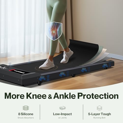 COZYINN Walking Pad Treadmill with 10% Incline, Under Desk Treadmills for Home Office, Portable Small Walking Pad with Mute Remote Control, 265 lbs Capacity, 2.5HP, Work with KINOMAP Apple Health