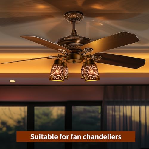 Image of Ceiling Fan Light Covers Replacements with 1.6 inch Fitter, ALUCSET 5.6 inch Height and 5 inchDiameter, Metal Bell Shaped Light Fixture Cover Fits Pendant Light Chandeliers Wall Sconces,Yellow Brass&Gold