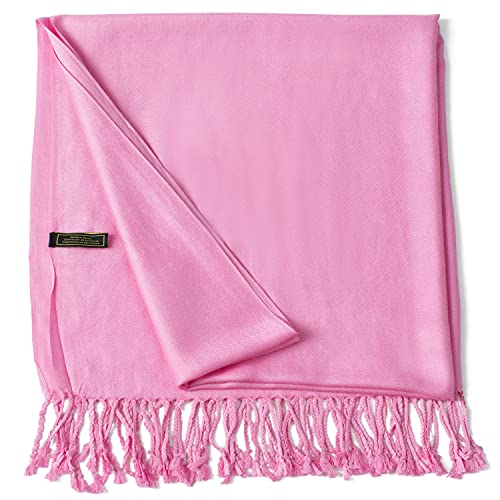CJ Apparel Pastel Pink Solid Color Tassels Design Nepalese Shawl Seconds Scarf Wrap Stole Throw Head Wrap Pashmina Hand Made in Nepal New3