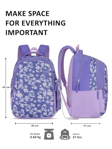 Image of Lavie Sport Orchid Laptop Backpack | 37 Liters | Fits Upto 16 Inch | Laptop Compatiable | Rain Cover | Gift for Boys & Girls