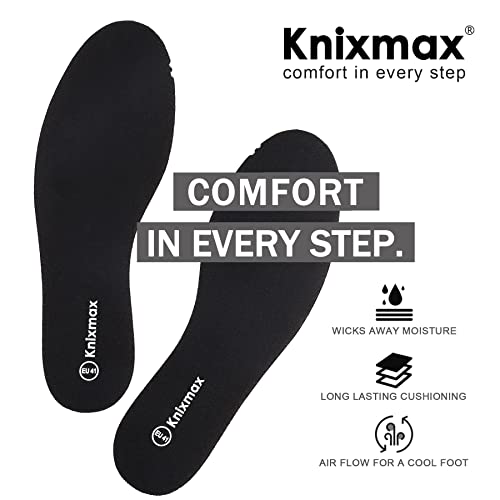 Image of Knixmax Memory Foam Insoles for Women Men, Super Soft Shoe Inserts for Sneakers Slippers Boots Liners Replacement Inner Soles, Cushioned Flat Shoe Pads Black EU 36
