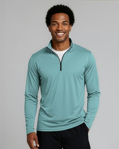 Image of Real Essentials 3 Pack: Men's Dry-Fit Active Quarter Zip Long Sleeve Athletic Performance Pullover (Available in Big & Tall)