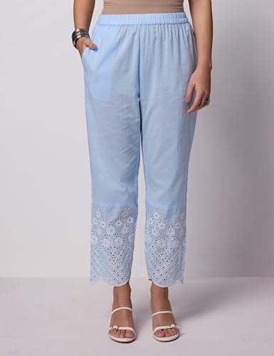 Image of Amazon Brand - Myx Women's Pure Cotton Schiffli Embroidered Kurta Set with Dupatta (Available in Plus Sizes)