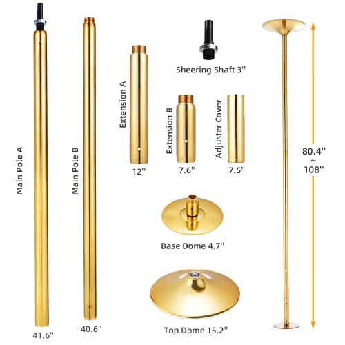 Yoleny Dancing Pole, Spinning Static Pole Dance With Adjustable Height, Portable Removable Pole Kit For Home, Club, Gym, Bar, Golden #TOP5