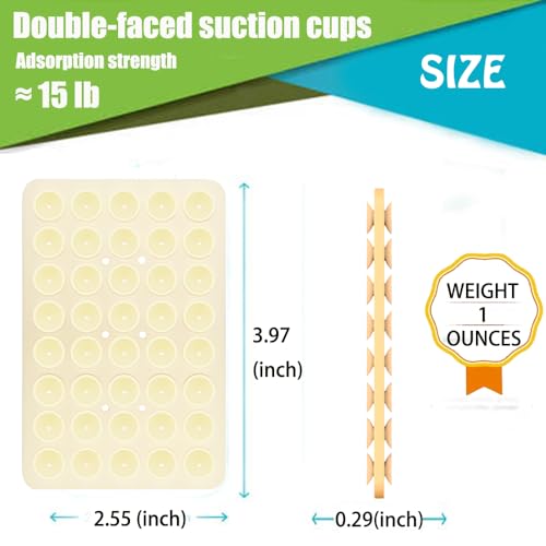 Image of Double Sided Silicone Suction Phone Holder Mount, Silicon Accessory for iPhone and Android, Hands-Free Mirror Shower Phone Holder, TikTok Videos and Selfies (Off-White+Red)