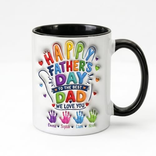 Taza Personalizada para Papá con Nombres de Hijos miniatura 1